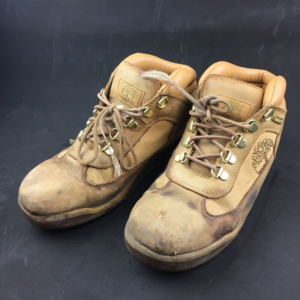 Timberland US Mens 6.5 Womens 8 Hiker Boots Leather Wheat Nubuck Rhinestones